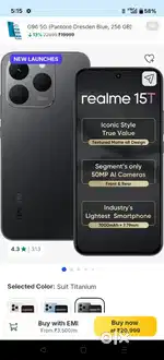 Realme 15 t 5g 8/128 only 7 day black colour