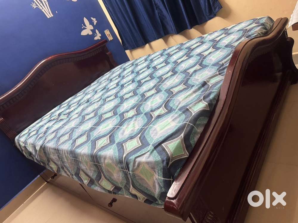 Queen Size Wooden Cot with Storage