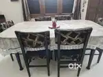 6 seater Teakwood dinning table+cushioned chairs (new 40k, old 9k)