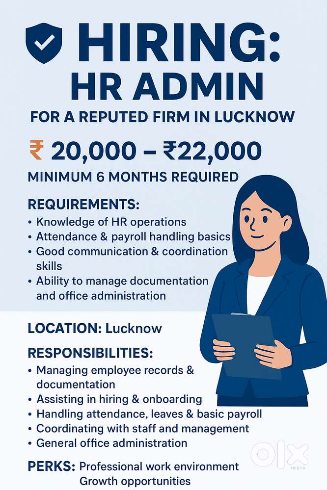 Hiring: HR Admin  For a Reputed Firm in Lucknow
