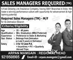 SALES MANAGER /TERRETRY MANAGER /BRANCH MANAGER LIFE INSURANCE COMPANY