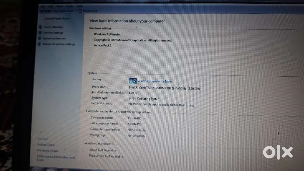 HP LAPTOP (intel, CORE i5) 512 HDD