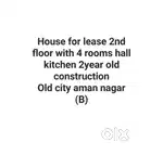 House for lease 2nd floor with  4room hall kitchen 2yrold construction