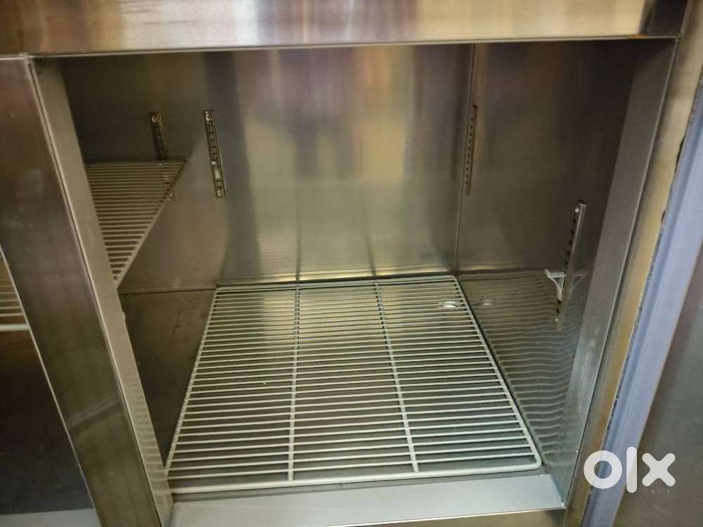 Cake counter and fridge