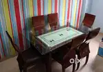 6 Chair dining table with Glass Top