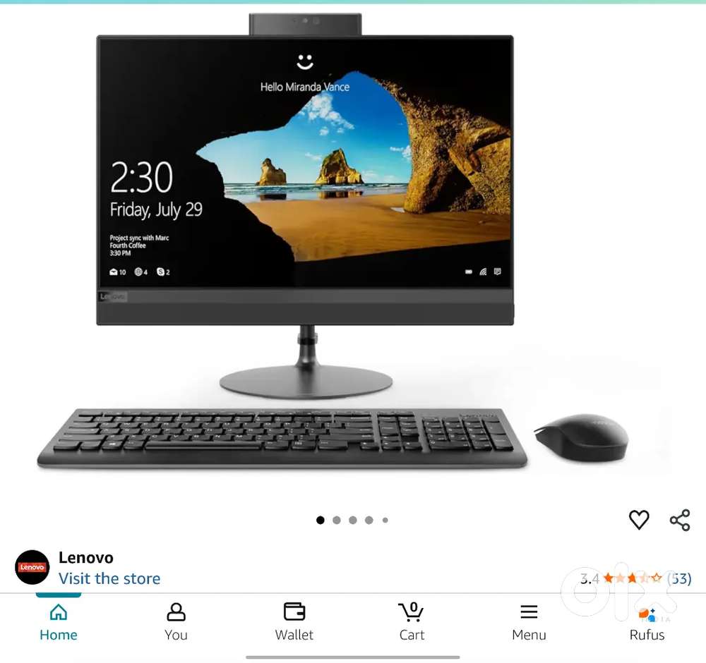 Lenovo all in one PC 23.5 screen good AIO intel i3 6th generation