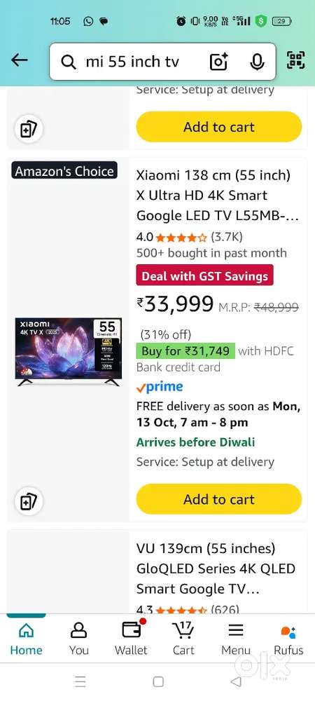 Mi 55 inches 4K ultra HD TV