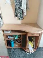 Dining table with computer table and plastic chair