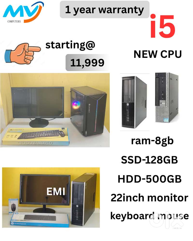 Monitor  Keyboard Mouse  Basic Software  1- Year Warranty