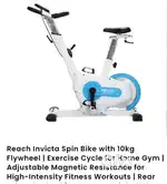 New piece Spin bike reach invicta 120 kg weight capacity heavyduty