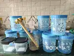 Kitchen storage / plastic containers/ stand / glass set