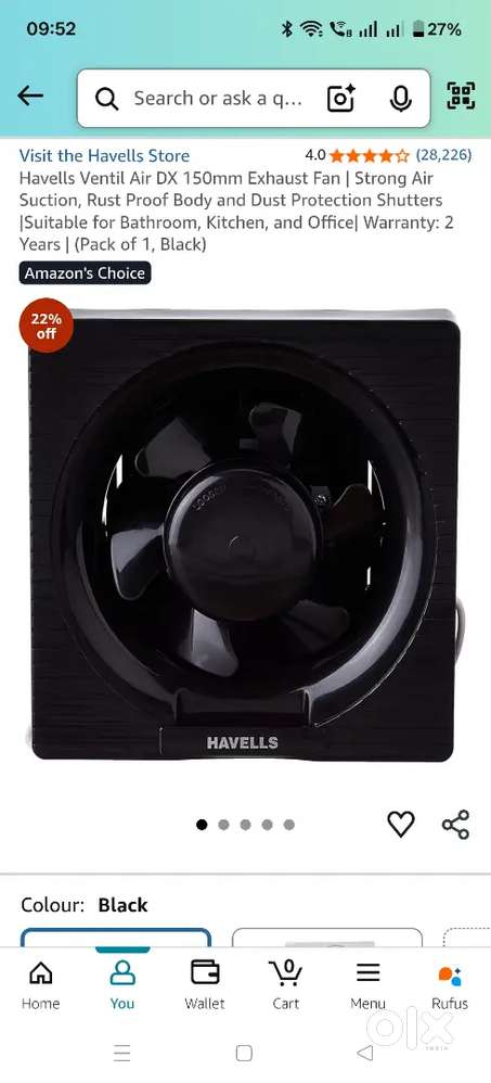 Brand new Havells exhaust fan for kitchen and bathroom