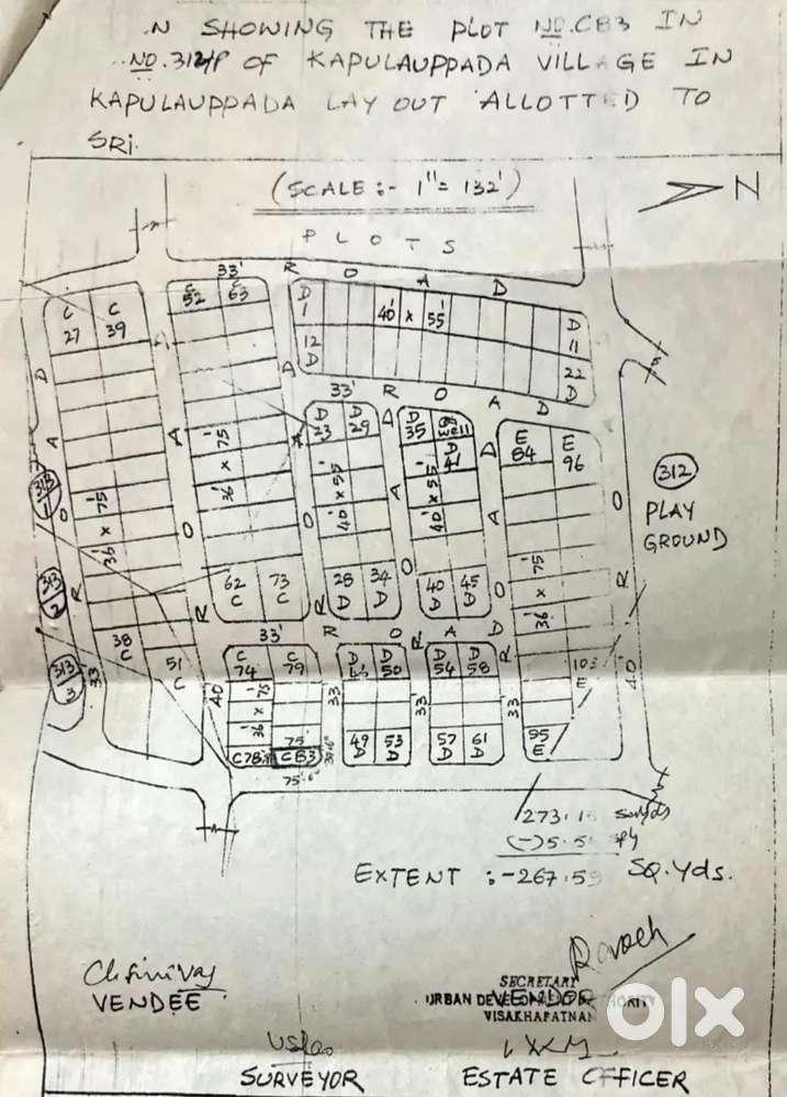 N/E corner 267sqyds vuda plotforsale @Kapuluppada satilite vuda layout