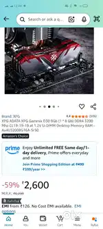 Xpg 8gb ram 3200 mhz 6 month old