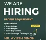Full time job apply in helper store keeper supervisor