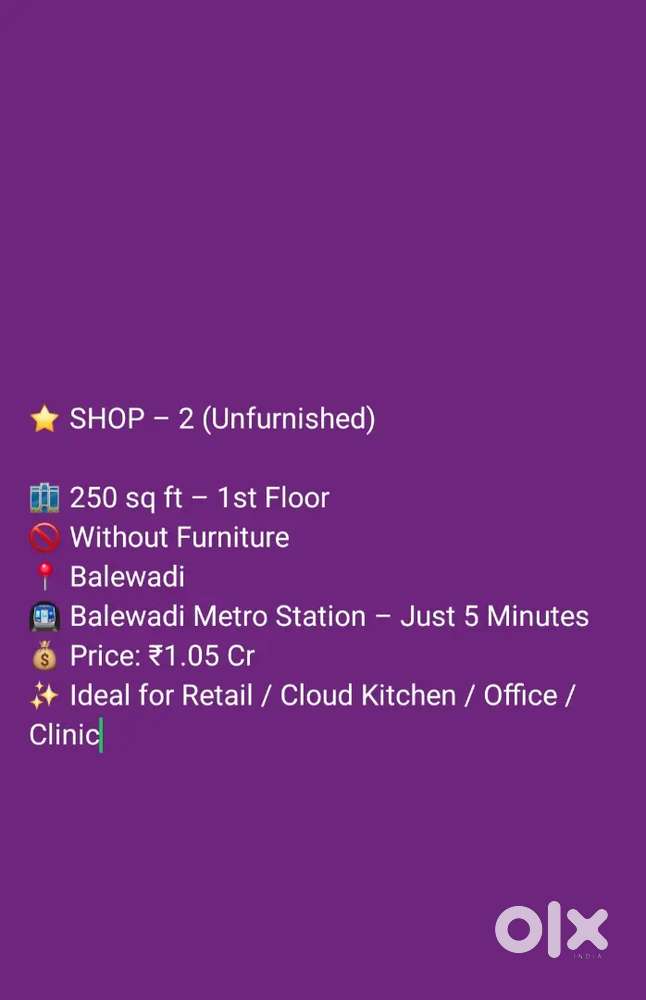 Premium 250 sq ft Shop Near Metro  Ideal for Retail/Office/Clinic
