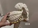 Designer Readymade Wedding Pagdi (Safa) with an artificial Pearl Mala