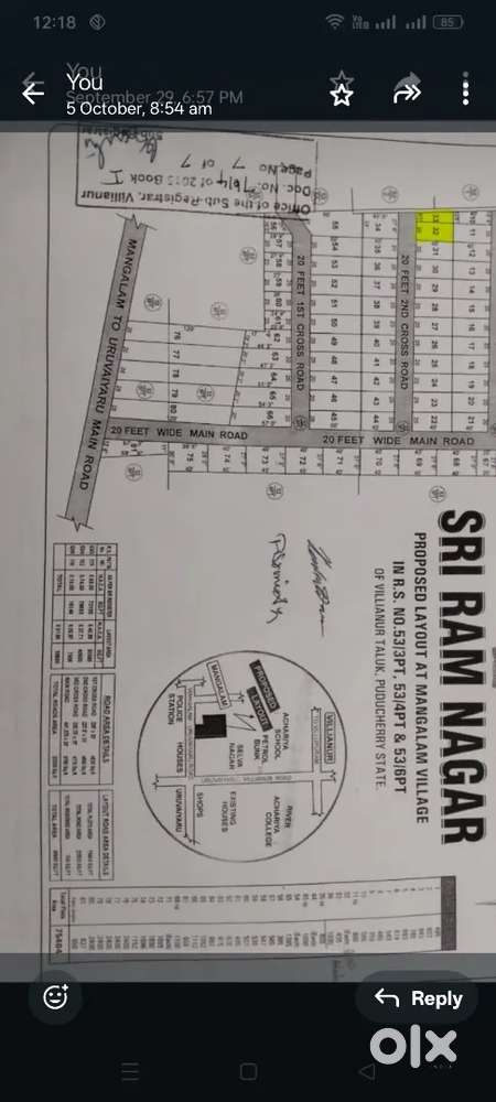 Plot near Mangalam police station