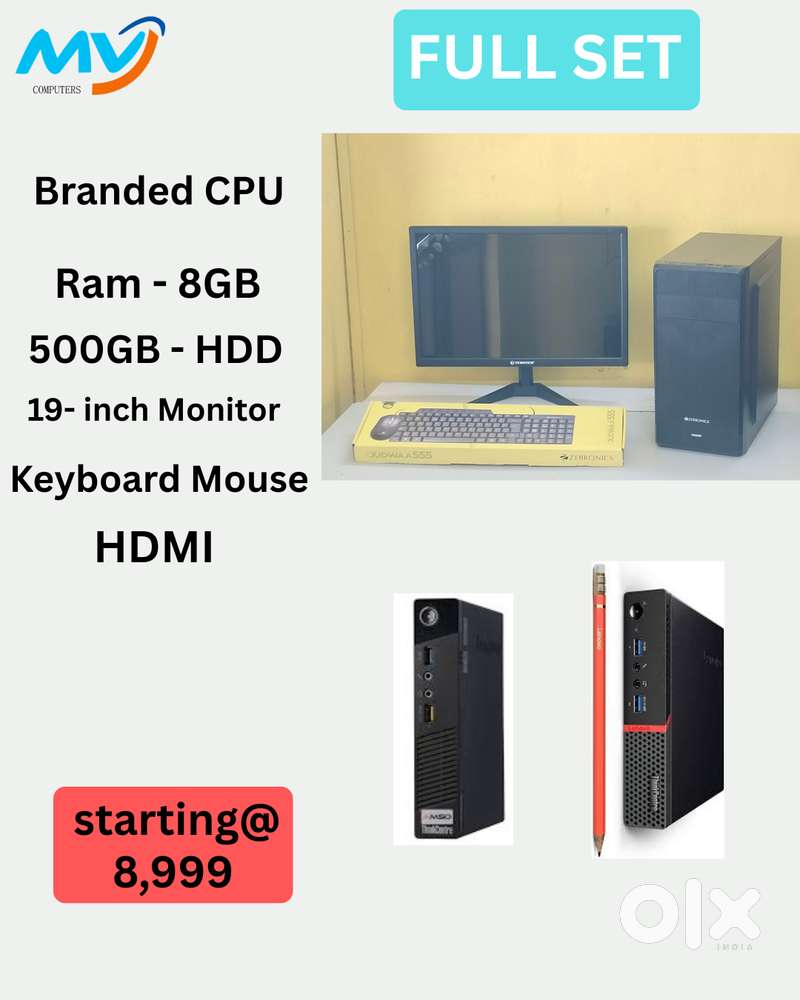 Branded Full Set  CPU  500GB Hard Disk  Ram - 8gb DDR3