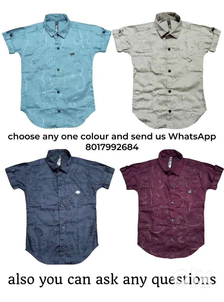 Boys shirt cotton embroidery design t