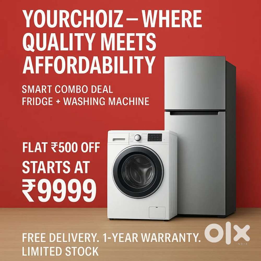 Double door fridge front load washing machine in working condition