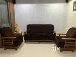 Teak Sofa Set 3+1+1 and Teak Dining with Nano White stone Set 4 Seater