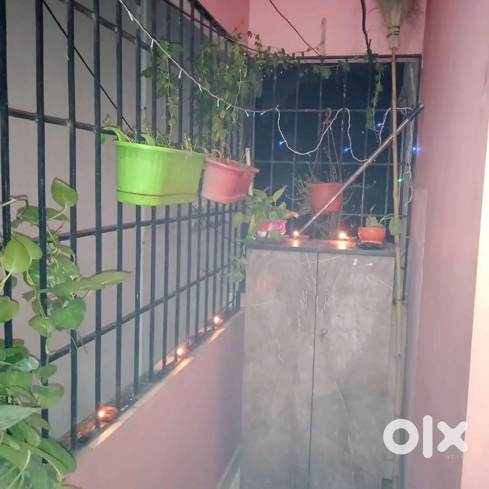 This is spacious two bed room flat with  balcony pooja room  for rent