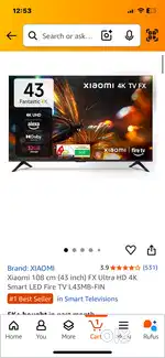 Xiaomi 108 cm (43 inch) FX Ultra HD 4K Smart LED Fire TV L43MB-FIN