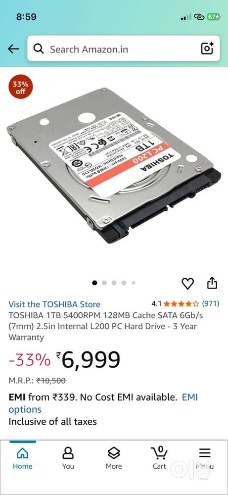 Toshiba laptop hard disk 1tb
