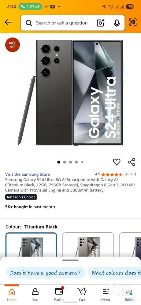 S24 ultra 512 black color 14 old old brand new connection