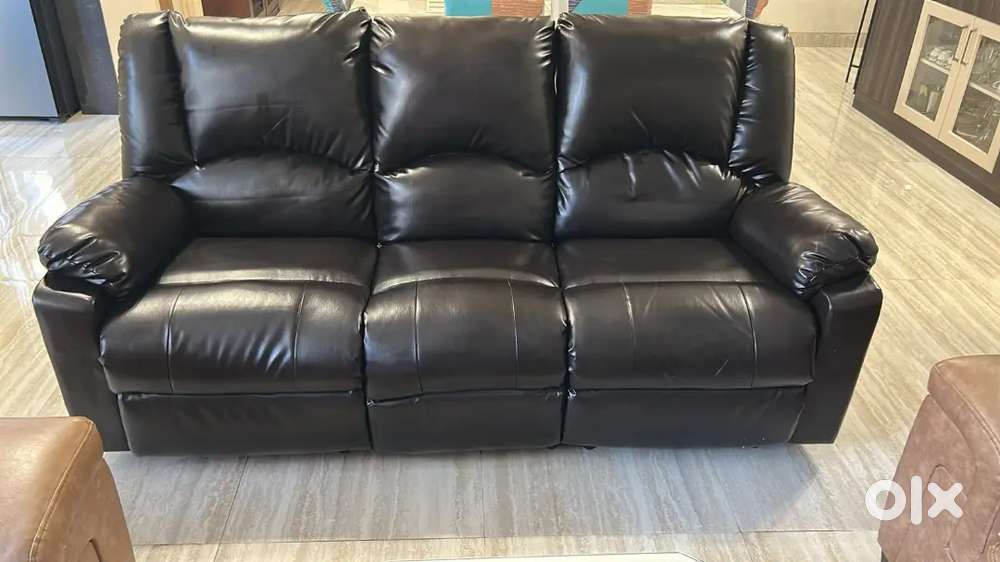 Godrej Interio 3 seater leatherette with centre folding coffee table
