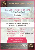 3 Cent Residential Land for Sale Near Kesavathirpapuram, Vetturnimadam