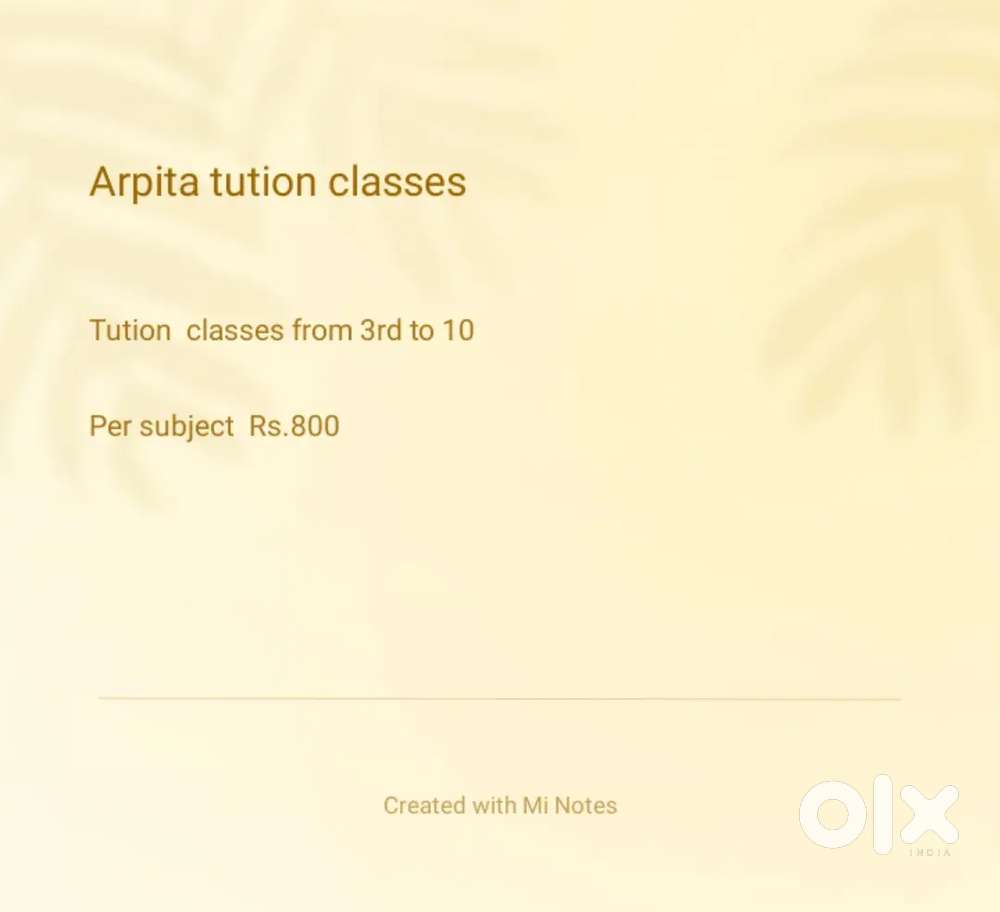 Home tution is also available