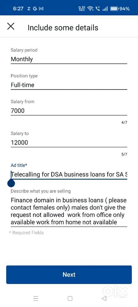 Voice process for buisness loans process females only