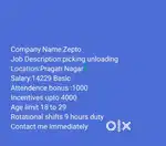 Wanted male (picker&loader) Pragati nagar Hyd