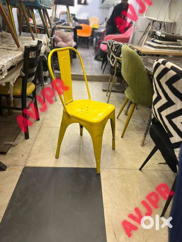 new Yellow Metal IndoorOutdoor Stackable Chair cafe chair