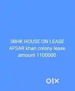 3bhk house on lease afsar khan colony