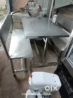 Steel sitting dinning table with bench chair hotel restaurant