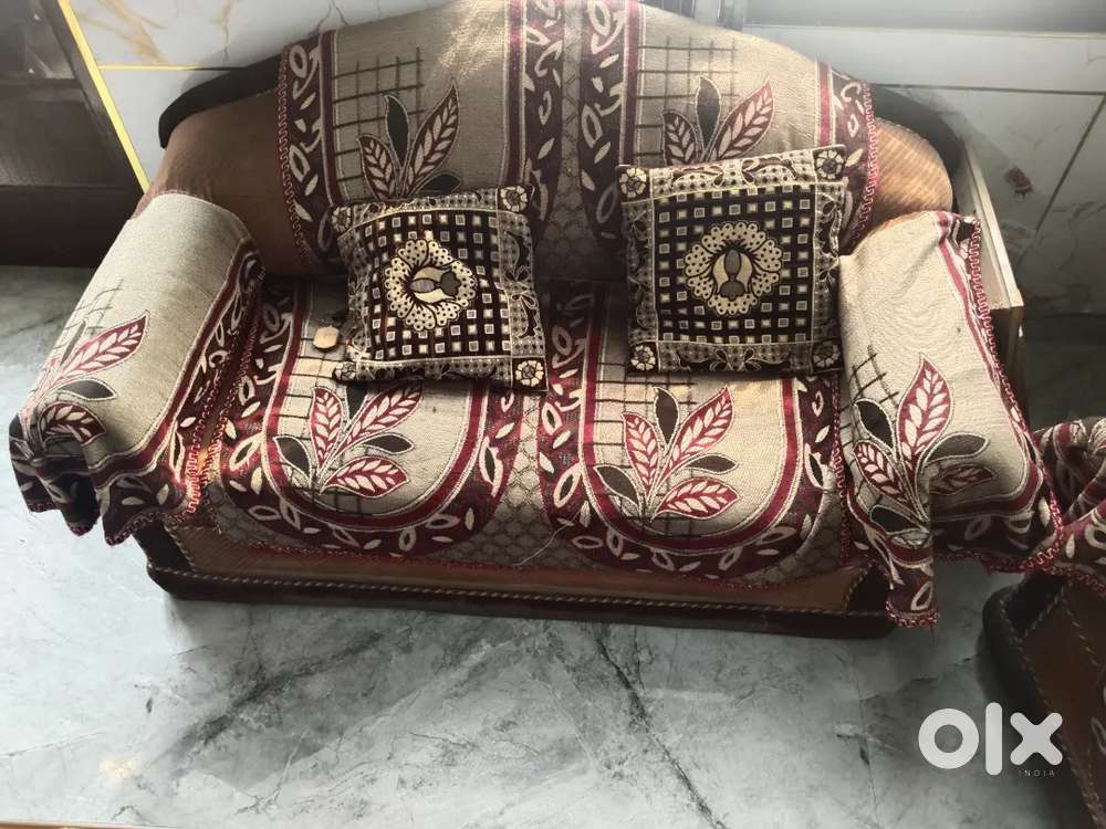 Sofa set with glass table