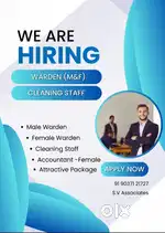 Clerk, accountant female, warden male and female