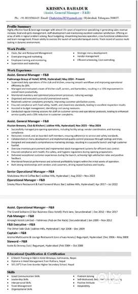 F&B Assistant General Manager