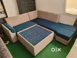 L-shape sofa set with centre table, and Puffy₹19,999