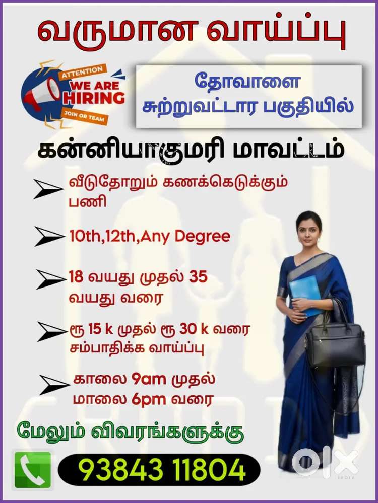 வீடுகள் கணக்கெடுக்கும் பணிக்கு பெண்கள் மட்டும் தேவை
