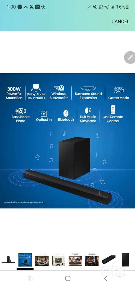 Samsung 300 W 2.1 ch Dolby Audio Soundbar, DTS )