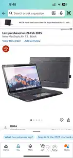 Leather case for Macbook M3 air 13 inch black