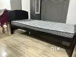 Single wood cot with mattress