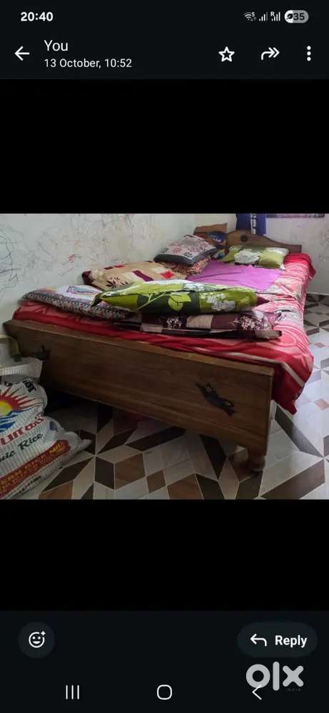 4 × 6 feet wooden cot with matress