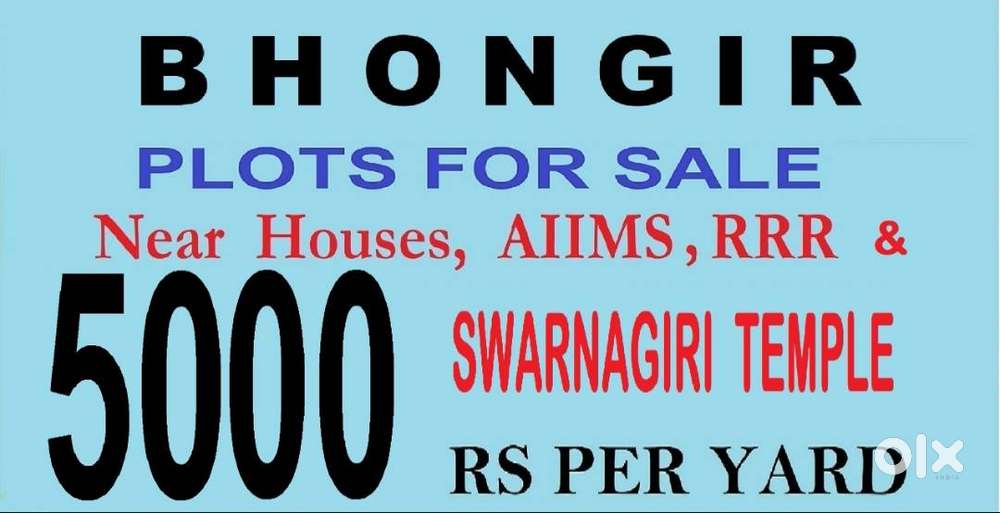 BHONGIR PLOTS  SALE NEAR SUVARNAGIRI TEMPLE , RRR  & AIIMS