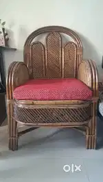 2 Single Seater Bamboo Chairs and One Glass top coffee table