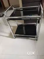 Modern 2-Tier Glass Trolley with Wheels